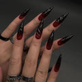 Long Stiletto Press-Ons — Red & Black Gothic Halloween | PEACHBXX