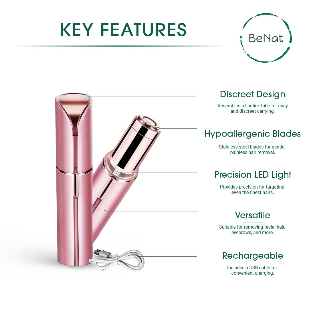 Rechargeable Facial & Eyebrow Hair Remover — 2-Pack Portable Set | PEACHBXX