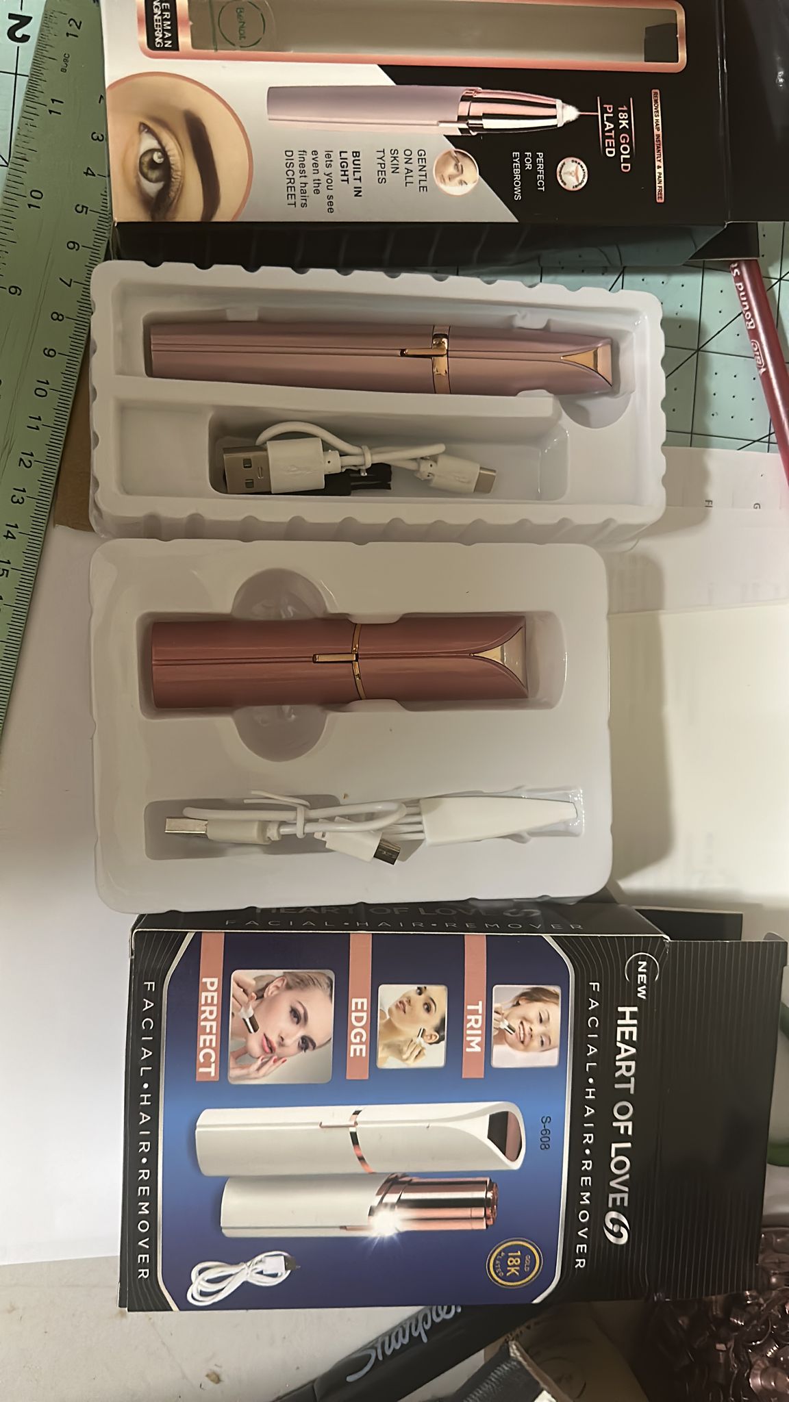 Rechargeable Facial & Eyebrow Hair Remover — 2-Pack Portable Set | PEACHBXX