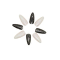 Shimmer Tux Press-On Nails — Black & White Graphic Square Set | PEACHBXX