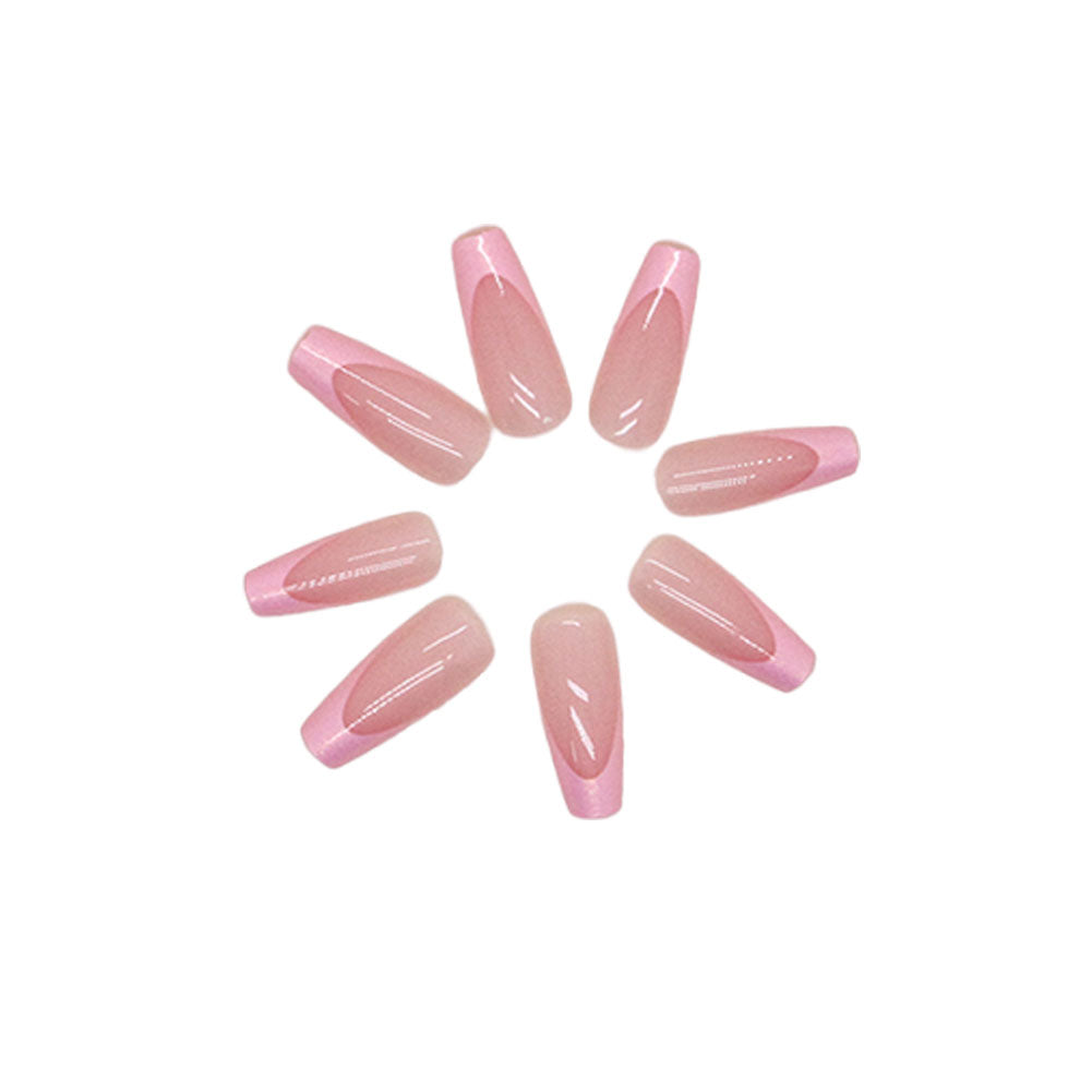 Pink French Press-On Nails — Classic Short Square Set | PEACHBXX