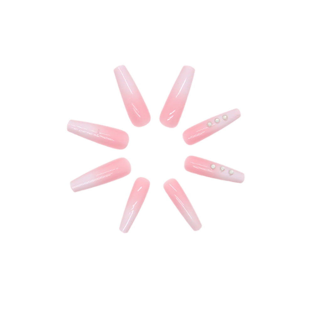 Snowy Press-On Nails — Clean White Coffin Set | PEACHBXX