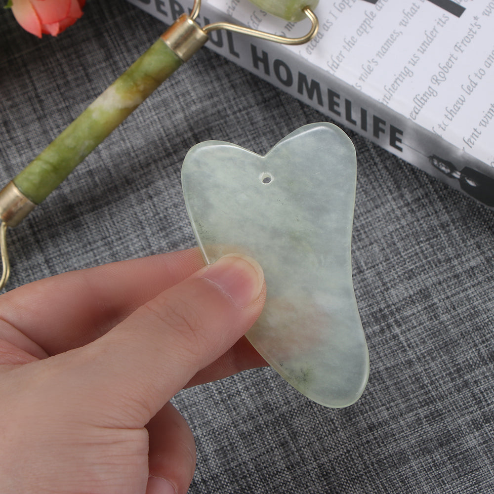 Natural Jade Facial Massager Kit — Gua Sha & Roller Combo Set | PEACHBXX