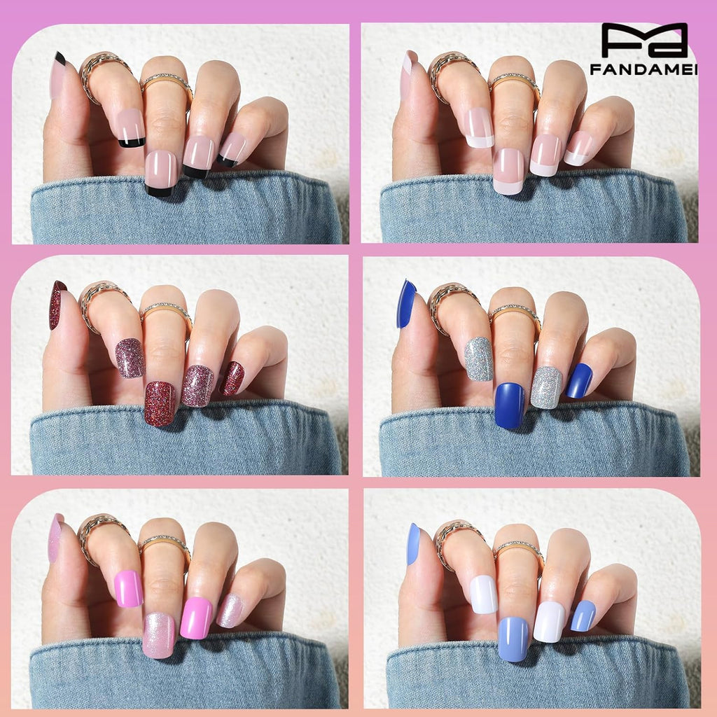 24 Color Press on Nails, 12 Color Press on Nails for Fingernail, 12 Color Press on Toenails for Feet, Press on Nails Short with Press on Toenails Short Kit. Natural Fit Lightweight Fake Nails