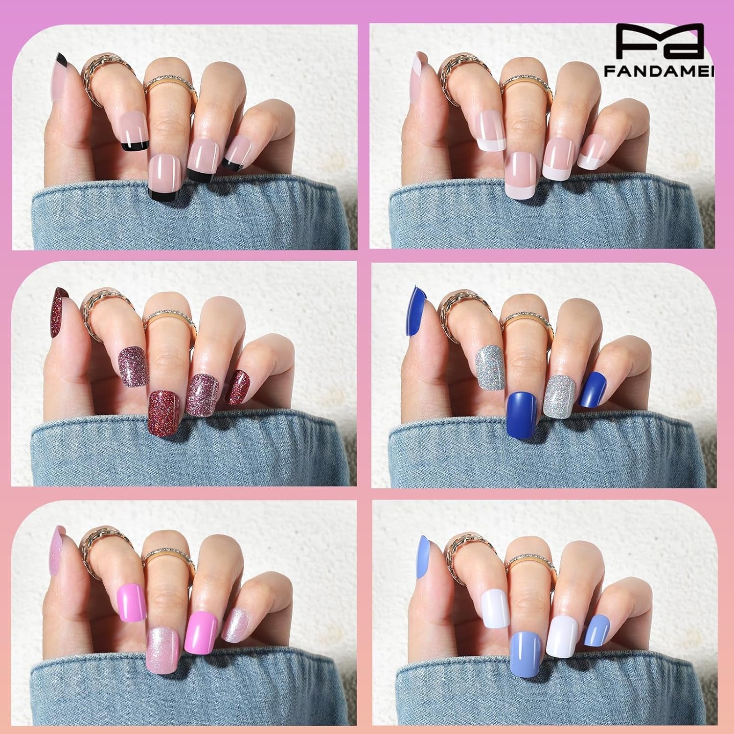24 Color Press on Nails, 12 Color Press on Nails for Fingernail, 12 Color Press on Toenails for Feet, Press on Nails Short with Press on Toenails Short Kit. Natural Fit Lightweight Fake Nails