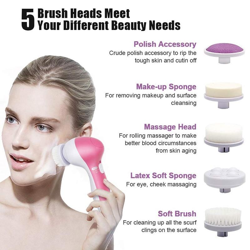 5-in-1 Face Massage & Cleansing Brush Set — Multi-Head Skincare Tool | PEACHBXX