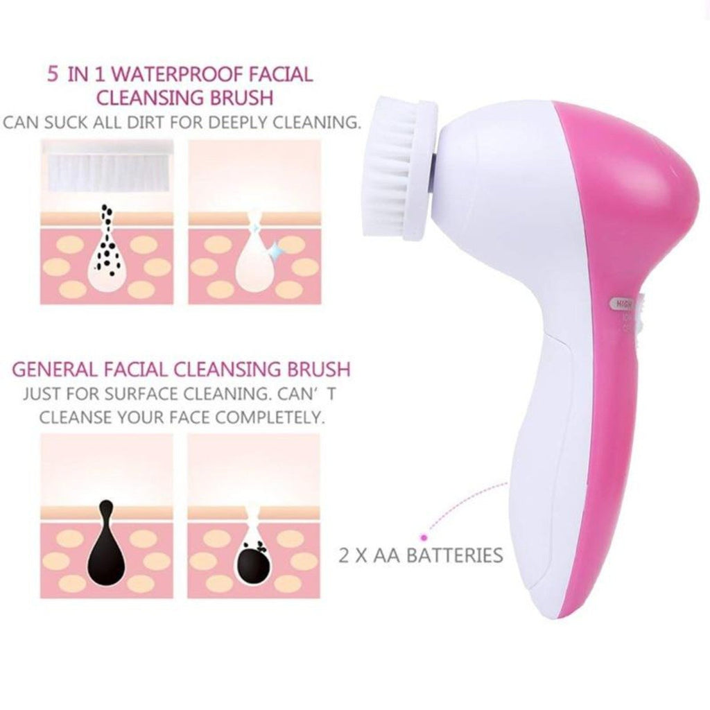 5-in-1 Face Massage & Cleansing Brush Set — Multi-Head Skincare Tool | PEACHBXX