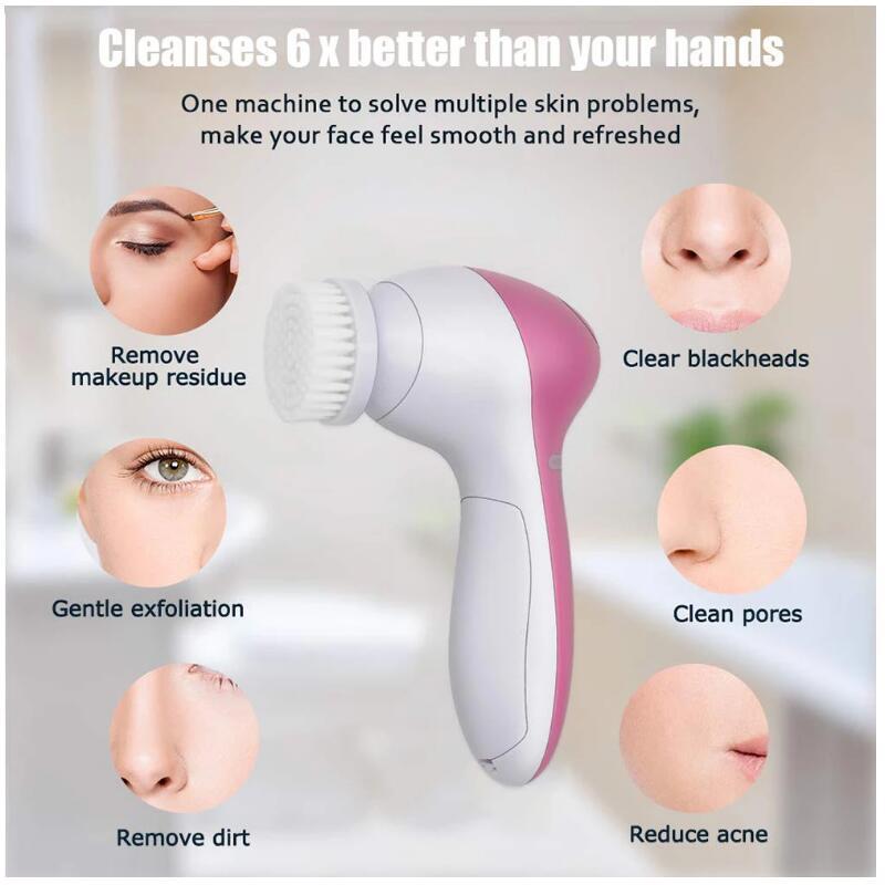 5-in-1 Face Massage & Cleansing Brush Set — Multi-Head Skincare Tool | PEACHBXX