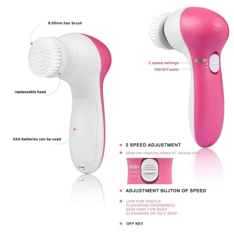 5-in-1 Face Massage & Cleansing Brush Set — Multi-Head Skincare Tool | PEACHBXX